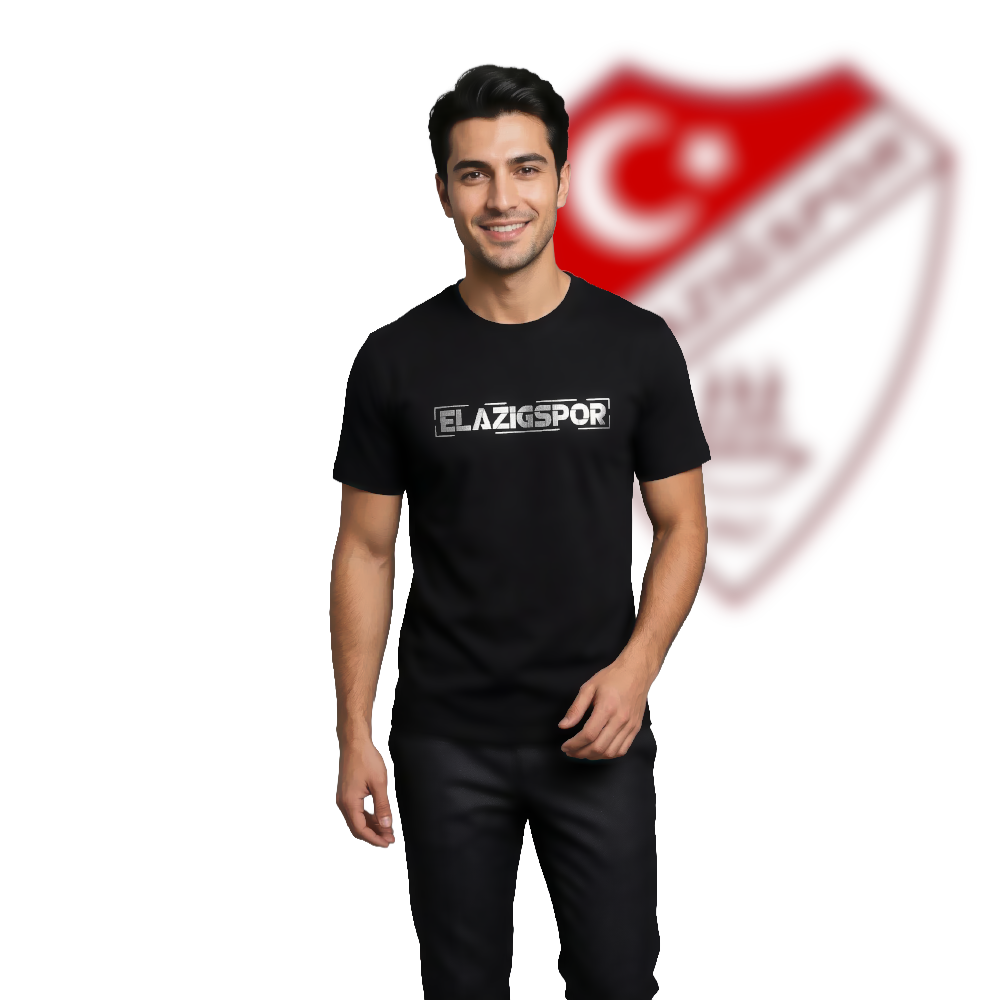 Elazığspor "Linear Silver" Siyah Tipografik Taraftar Tshirt