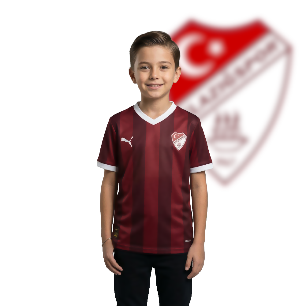 Puma Vişne Klasik Çubuklu Çocuk Forma